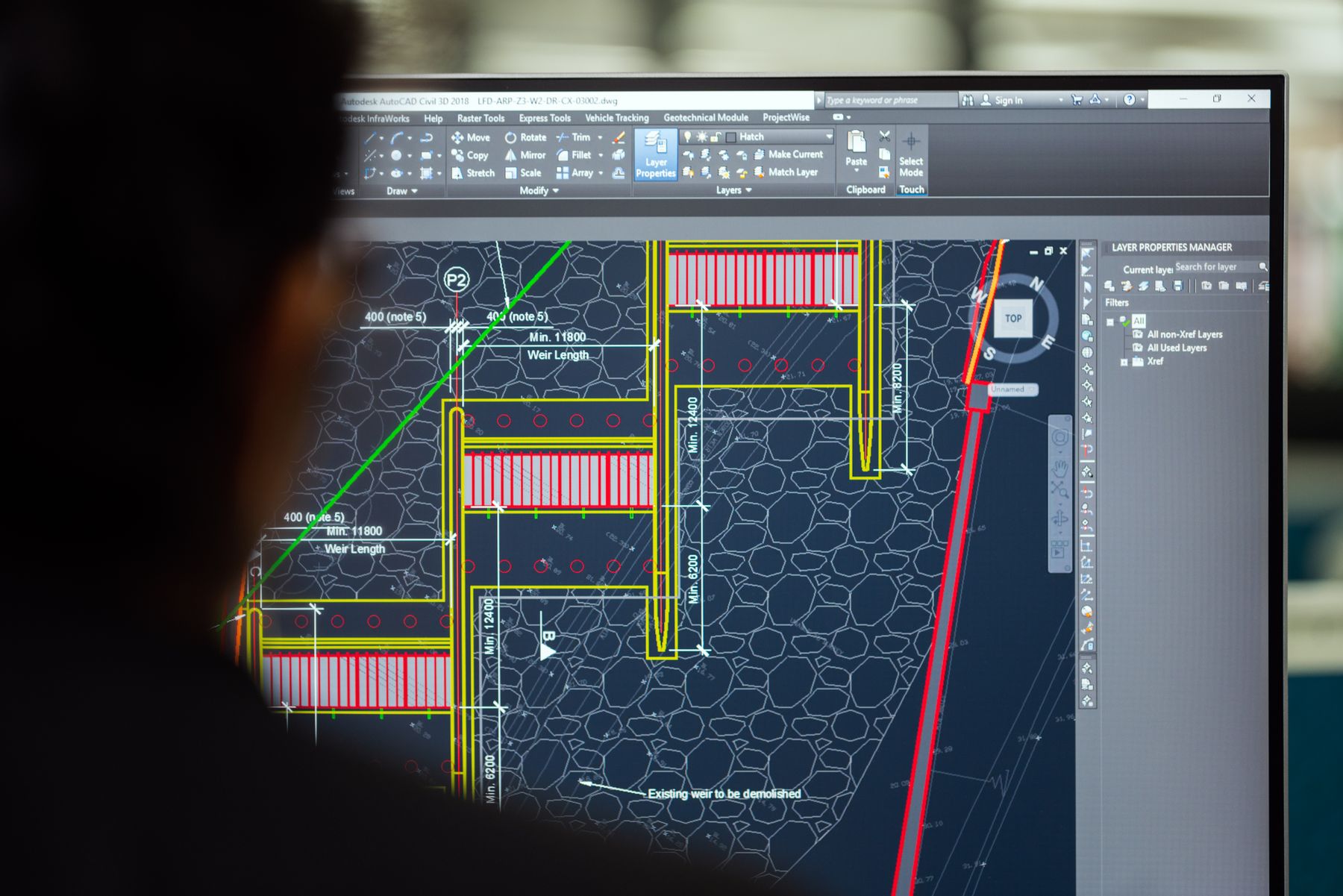 Digital takeoff in CAD — civil engineering drawings on screen